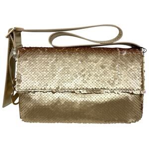 Nicole Miller Gold Sequin Shoulder Bag — Glam Sparkle Party Formal $60 NWT